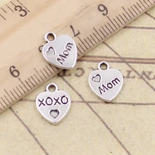 Colgantes antiguos de plata de 12x10mm de Oxox con diseño de corazón para madre de 20 piezas, hechos a mano, venta al por mayor de fábrica de joyería