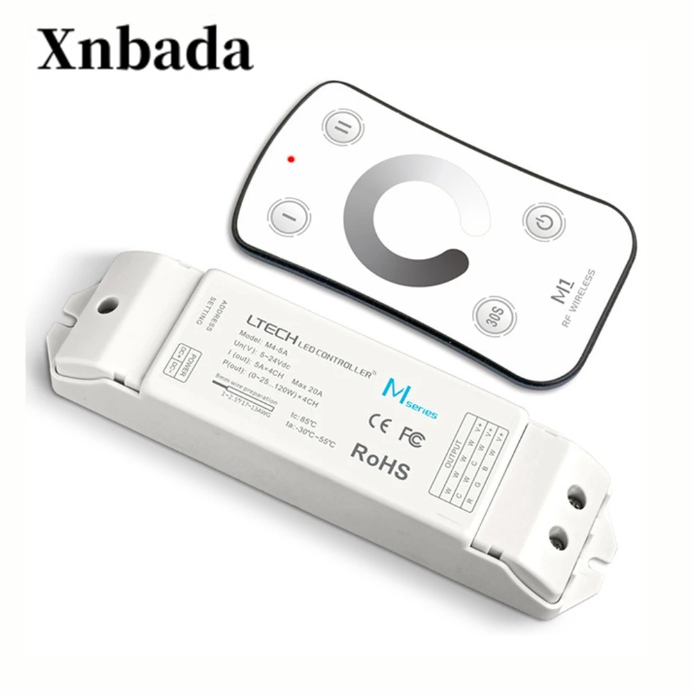 

LTECH DC 12V 24V RF Remote Wireless Touch panel Dimming 5A*4CH 480W 4 Chanels output 50m Remote distance Smart Led Strip dimmer