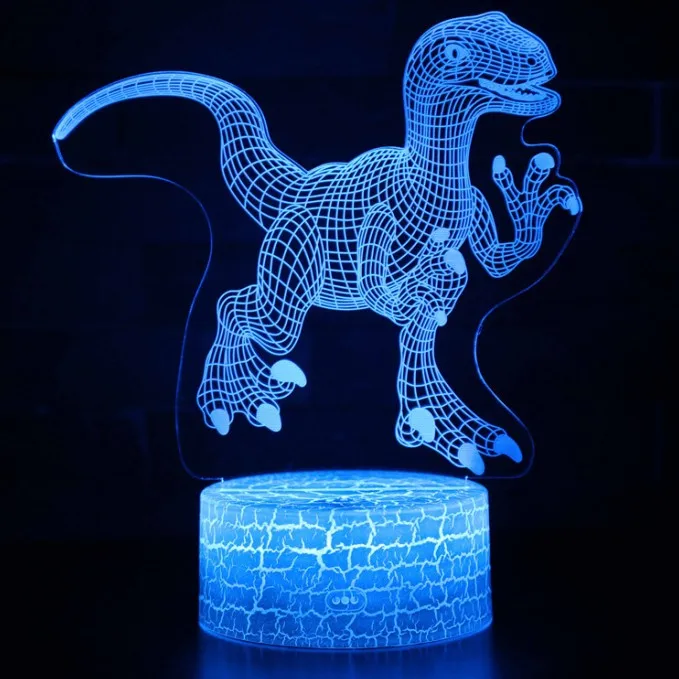 Динозавр 3D светодиодный светильник лава лампа 7 цветов сменная голограмма атмосфера Новинка для украшения дома визуальная Иллюзия подарок - Испускаемый цвет: image 10