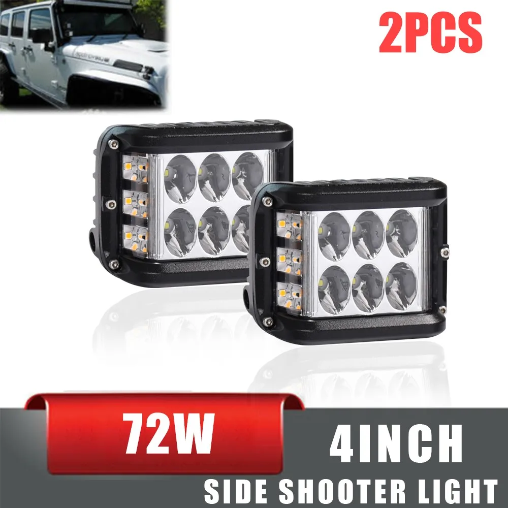 

Crbrillar 4 inch 36W 7D LED Work Light 12V Dual Side Shooter Offroad Driving Flash light for Car Truck Jeep Tractor SUV Fog Lamp
