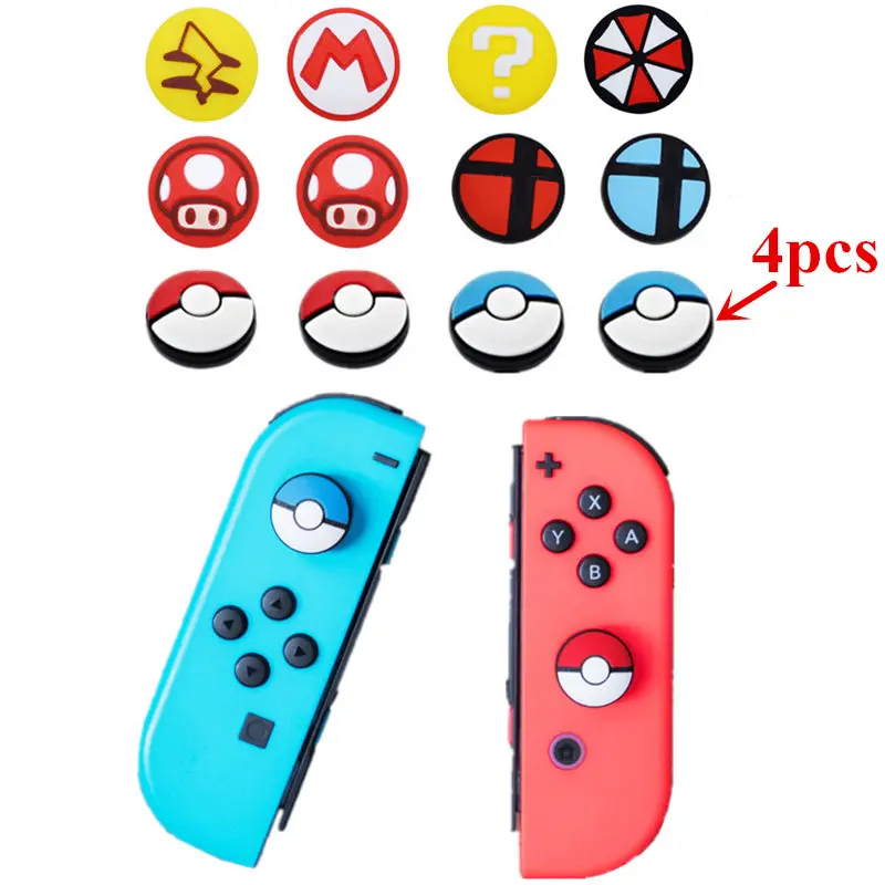 

4pcs Silicone Analog Thumb Stick Grips Caps for Nintend Switch NS JoyCon Controller Sticks Poke Ball Cap Skin for Joy Con Cover
