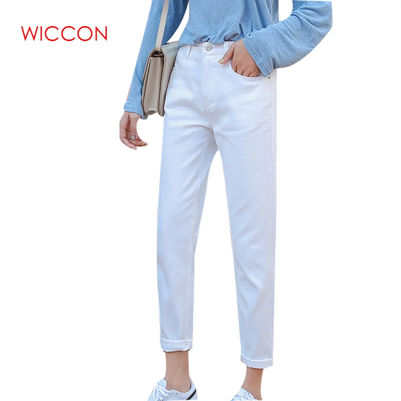 Women Cotton White Jeans High Waist Skinny Jeans Female Plus Size Mom Jeans Black 2019 Summer New Streetwear