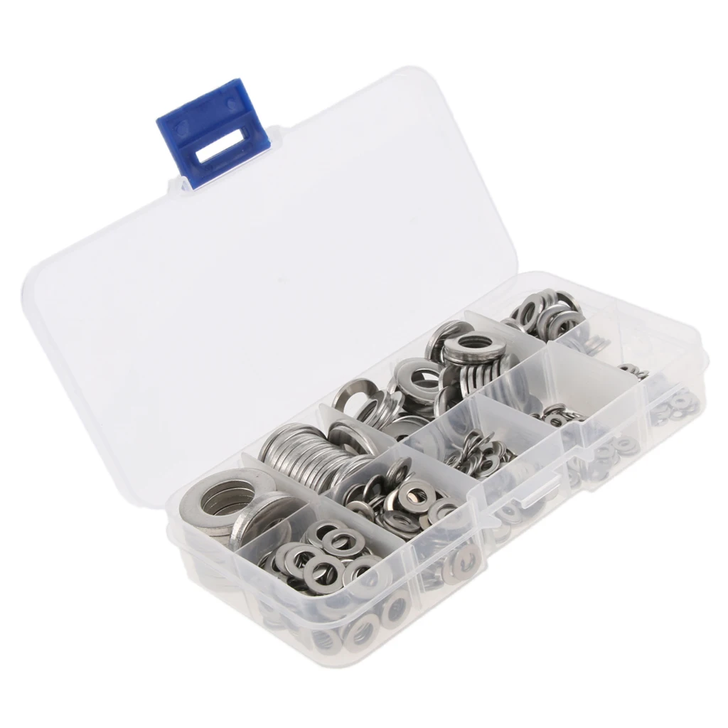 580pcs Stainless Steel Flat Washers Assortment Kit Set M2-M12