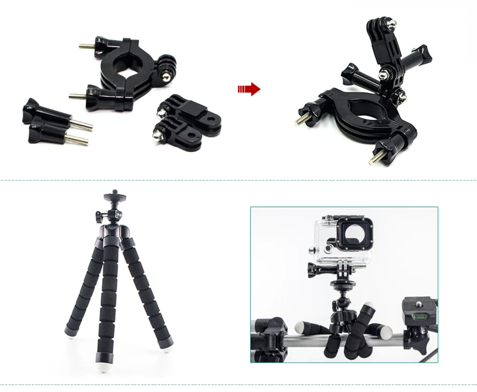 Supporti per Gopro Accessori Set per go pro eroe 7 nero 6 5 kit 3 modo selfie bastone per Eken h9r H8R/per xiaomi yi CASO di EVA 23