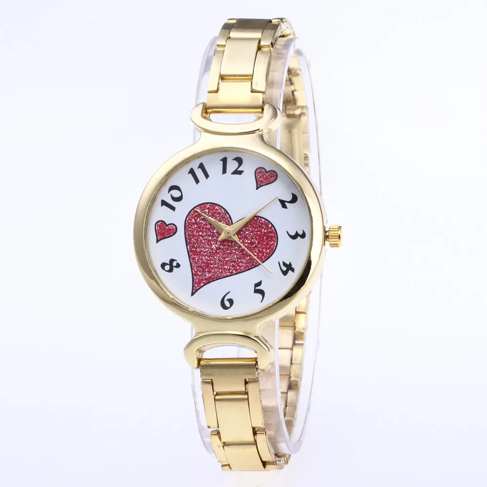 

Women Fashion love digital dial Stainless Steel Band Watch Analog Quartz Round Temperament Small Wrist Watches Clock Kol Saati#A