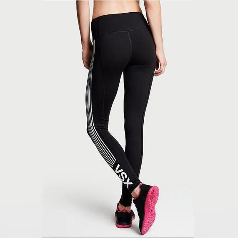 Черные колготки для бега полосатые спортивные Леггинсы сексуальные женские леггинсы компрессионные женские спортивные штаны R006