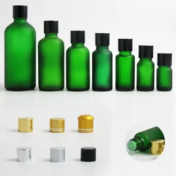 

10 x 5ml 10ml 15ml 20ml 30ml 50ml 100ml Essential Oil Green Frost Bottle with Anodized Aluminum Cap for Liquid Reagent Pipette