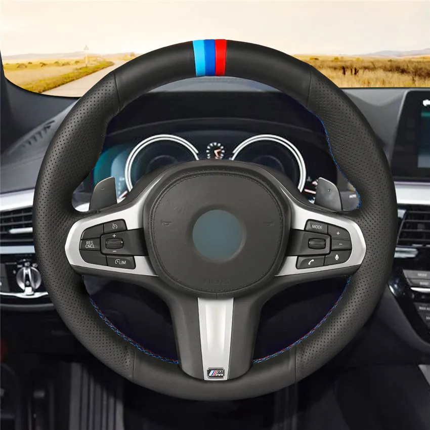 MEWANT черного цвета из натуральной кожи и замши чехол рулевого колеса автомобиля для BMW M спортивные G30 G31 G32 G20 G21 G14 G15 G16 X3 G01 G11 G12 - Название цвета: Style-03