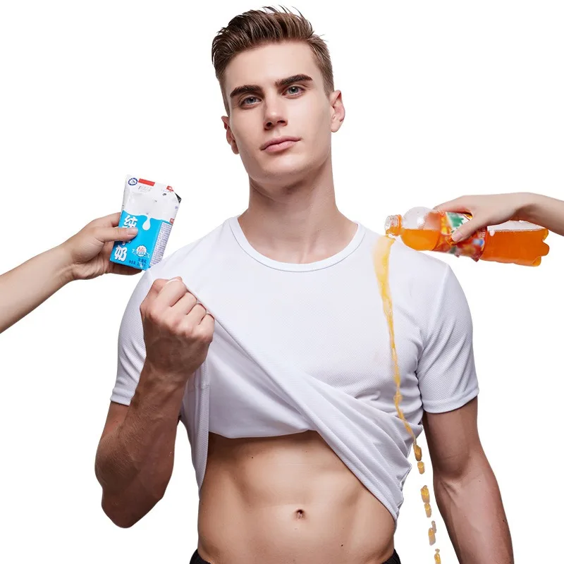 

Men Anti-Dirty Tees Quick Dry T Shirt Waterproof Hydrophobic Stainproof Breathable Antifouling Top Short Sleeve T Shirt