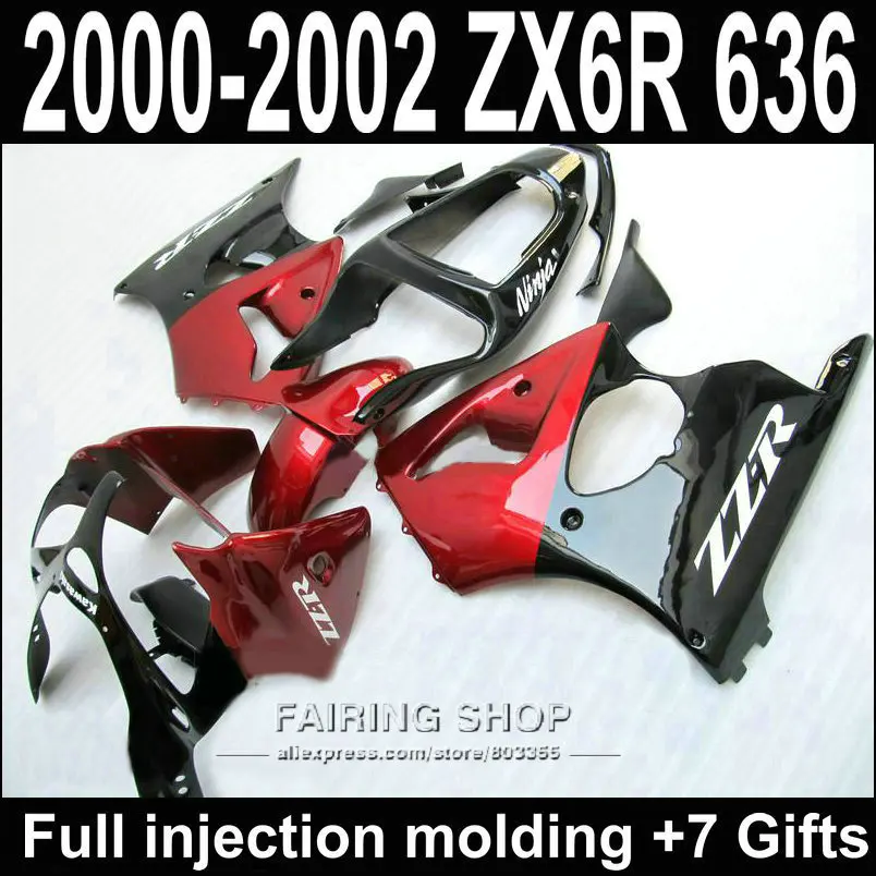 

Red For Kawasaki zx6r 2000 2002 2001 / 00 01 02 ABS Injection mold Fairing Kit Fairings S149