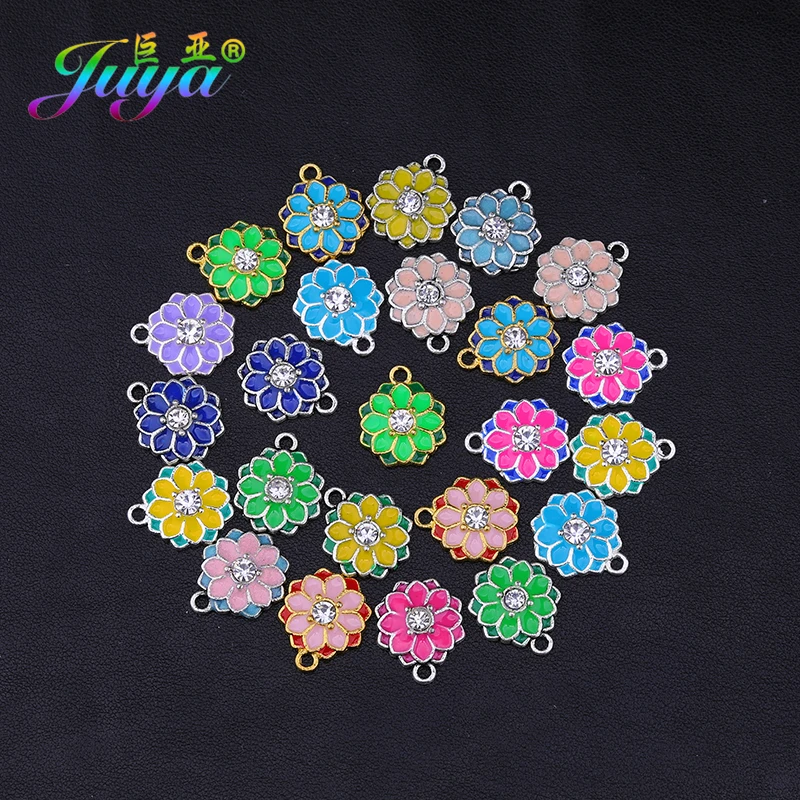 

Juya 100% Handmade Oil Drop Enamel Resin Colorful Flower Charms Pendant Accessories For Women Kids Bracelet Earrings DIY Making