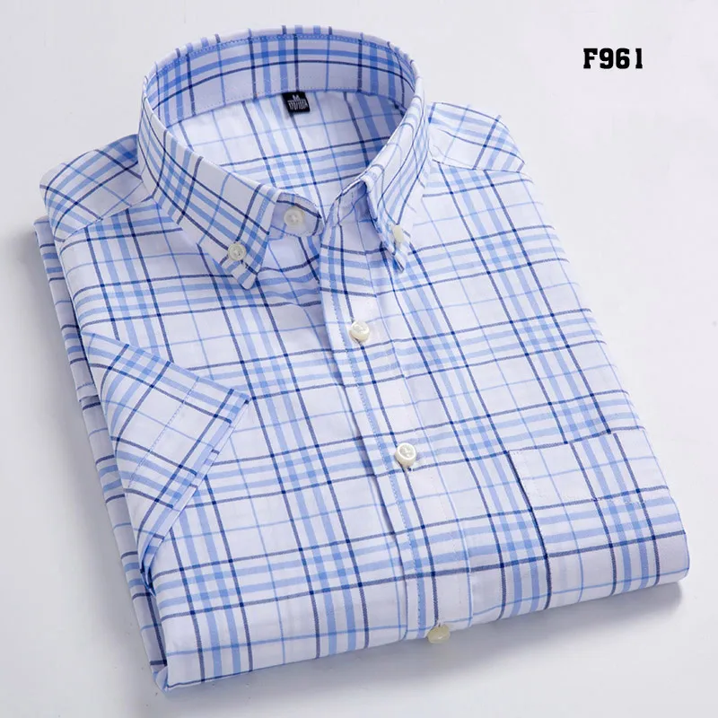 MACROSEA Summer Short Sleeve Plaid Shirts Fashion Men Business Formal Casual Shirts 100% Cotton Slim Fit Shirts Plus Size S-8XL 4