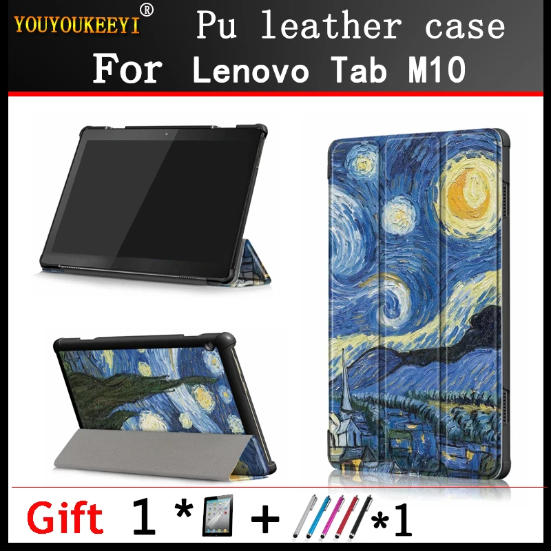 

Magnetic Case For Lenovo Tab M10 TB-X605F TB-X605L,Tri-Fold Stand Cover Funda For Lenovo Tab M10 10.1'' Case +Films+Stylus