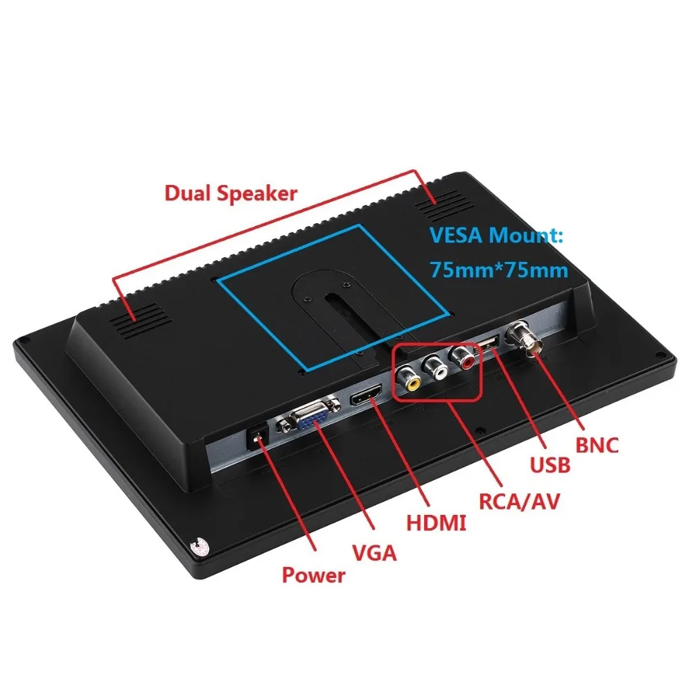 10," 1920*1200 ЖК-монитор 16:9 hdmi+ VGA+ BNC+ usb+ AVfor PC домашняя ТВ система видеонаблюдения медицинский промышленный микроскоп бортовой PS3 PS4 xbox переключатель