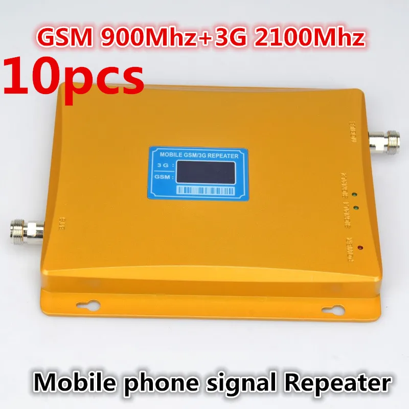 

10 pcs LCD Display Dual Band 65dBi 3G GSM Mobile Phone Signal Repeater GSM 900 mhz + GSM 2100 mhz Booster Amplifier Extender