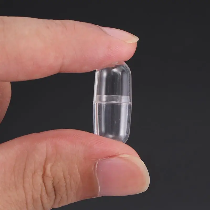 50Pcs Transparent Capsule Shell Plastic Pill Container Medince Pill Cases Bottle Splitters Capsule Figurines DIY Accessories