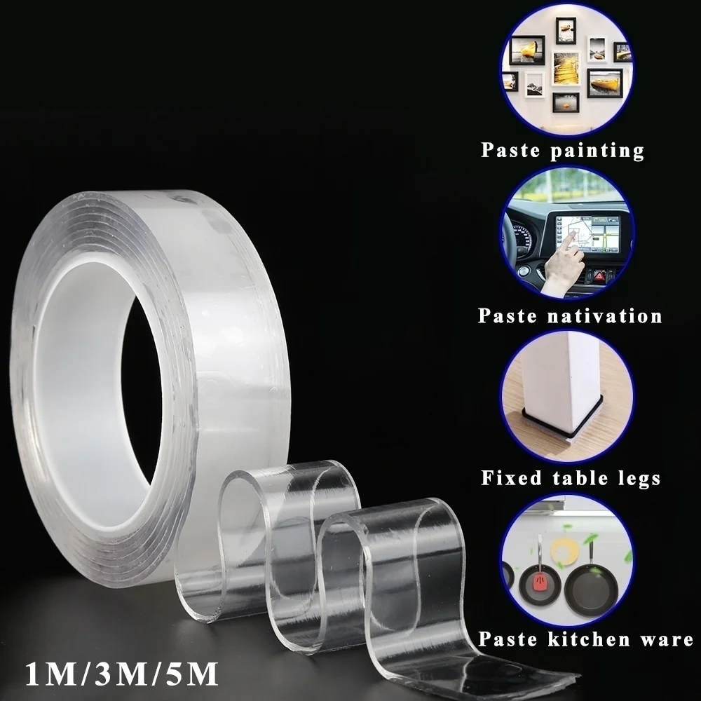 1M Multifunctional Double-Sided Adhesive Nano Tape Traceless Washable Removable 