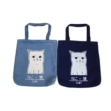 6 шт/лот Женская хозяйственная сумка женская эко-сумка милая сумка Женская Печать Большая емкость мультфильм джинсовые сумки на плечо