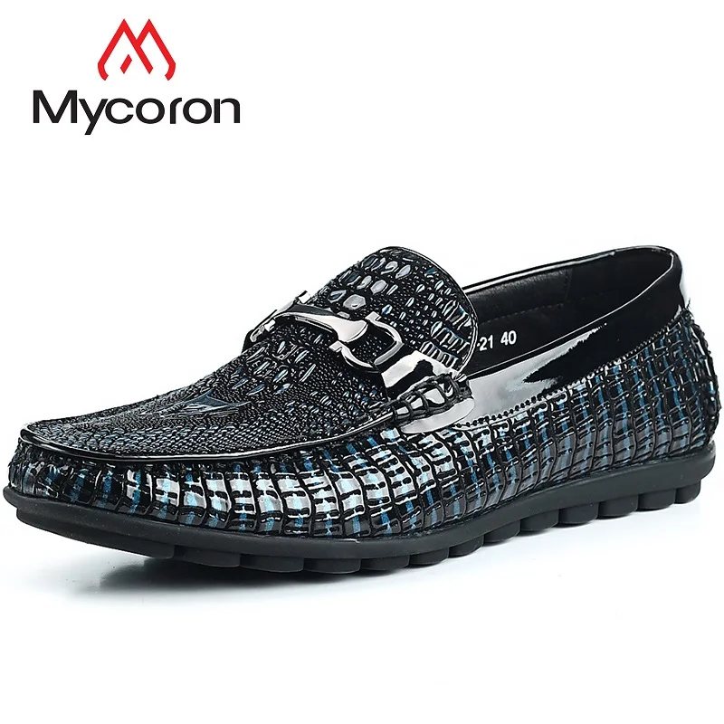 

Mycoron Fashion Brand Handmade 100% Genuiue Leather Totem Print Shoes A Pedal Lazy Breathable Loafers Shoes Soft Bottom