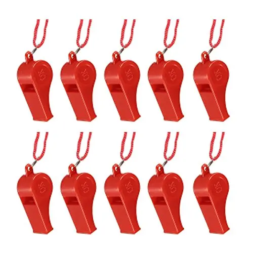 

New Sale 10pcs Plastic Multicolor Referee Whistle Red/Yellow/Blue/Pink