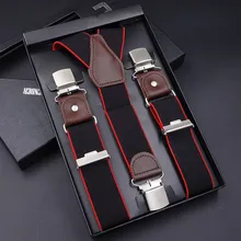 62 Colors Men's Suspenders  3/6 Clips Braces Leather Suspensor Adjustable Belt Strap Bretelles Vintage Mens Suspender For Skirt