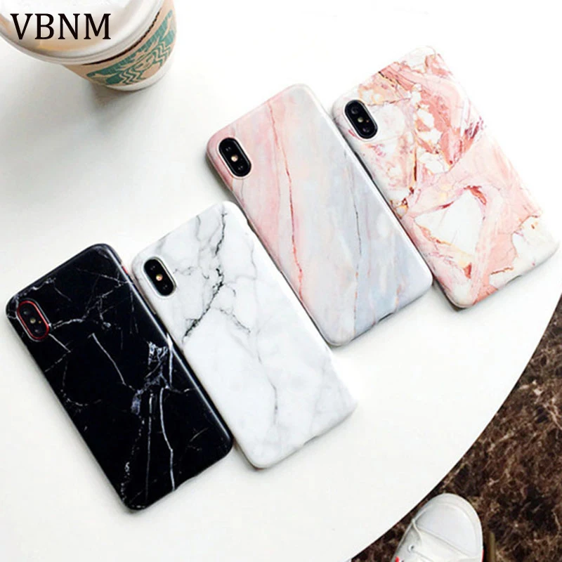 VBNM Marble Case For Iphone 7 Case Cover Silicone TPU Matte Cover Cases For Iphone 8 7 Plus X 6 6S Plus Luxury Case Fundas Capa