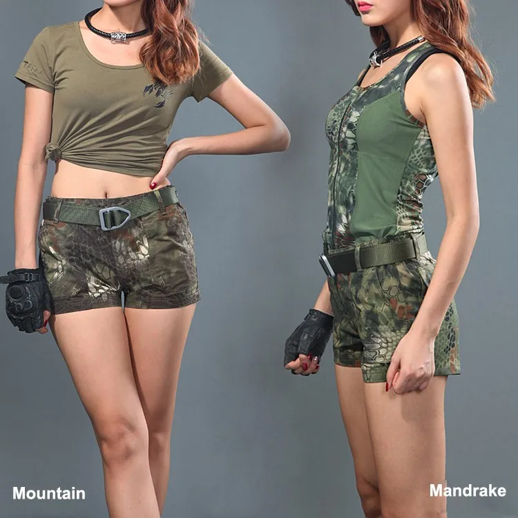 Высокое качество Тактический Лето Kryptek девушки камуфляж Шорты женские Camo Cargo Шорты, военный комплект эластичной одежды с шортами для девочек