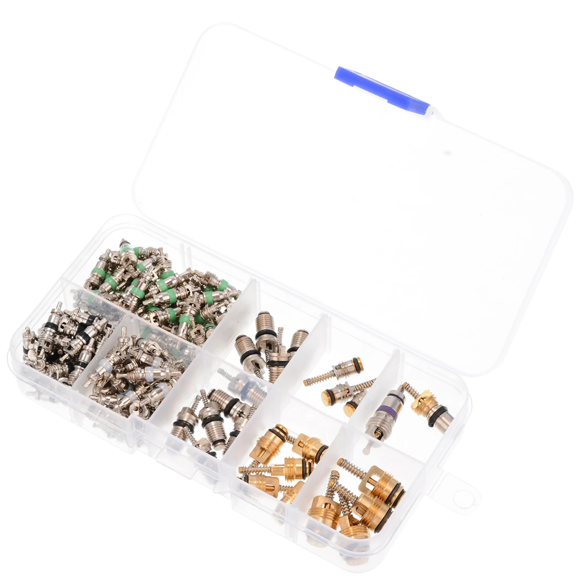 Mayitr 134pcs/box AC A/C Valve Core Assortment Kit For R12 R134A Air Conditioning Copper & Brass Tools Accessories