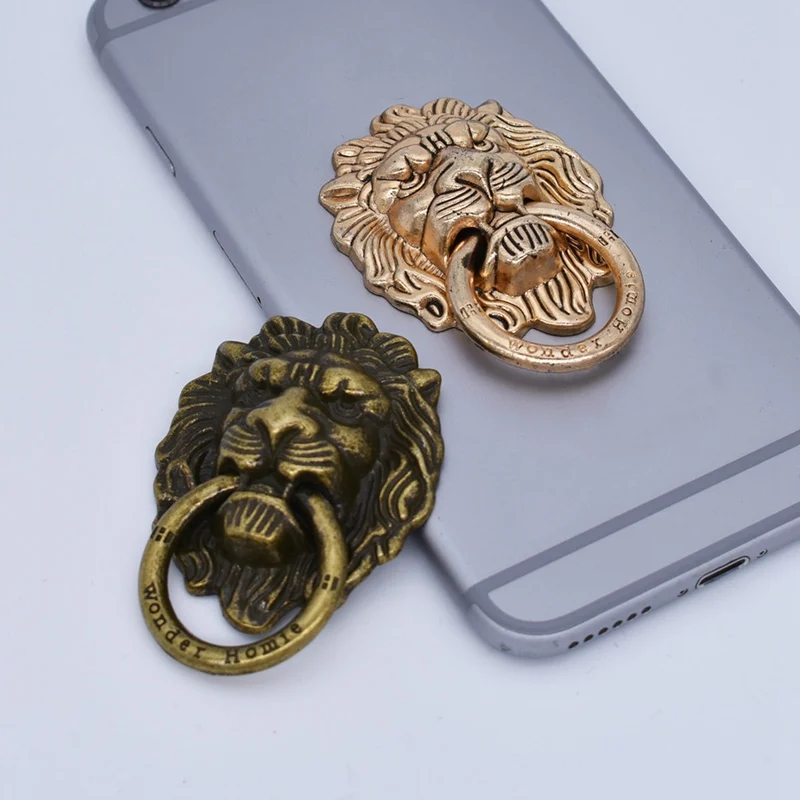 Vintage Lion Head Finger Ring Mobile Cell Phone Hand Stand Holder Rotatin Stand Holder Mount Bracket For IPhone Samsung Huawei