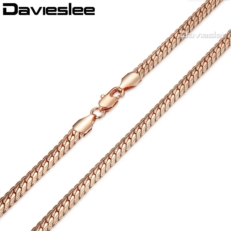 

Daviesee Womens Mens Necklace 585 White Yellow Rose Gold Filled Chain Hammered Curb Link Valentine Gift 6mm LGN399