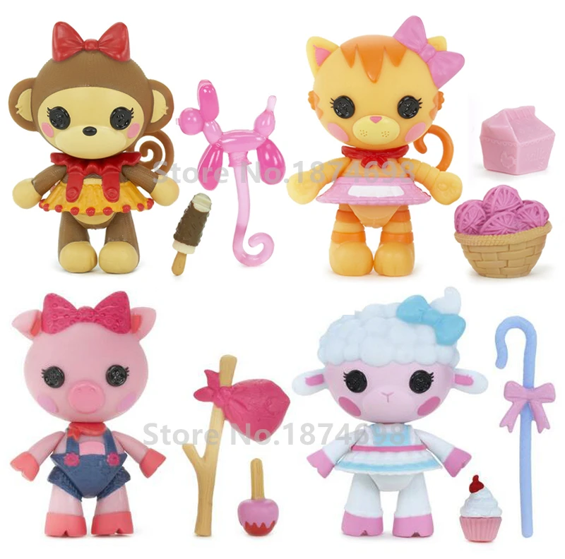 New Mini Lalaloopsy Pet Pals 4PCS Set Figure Toy Doll Collection Cute