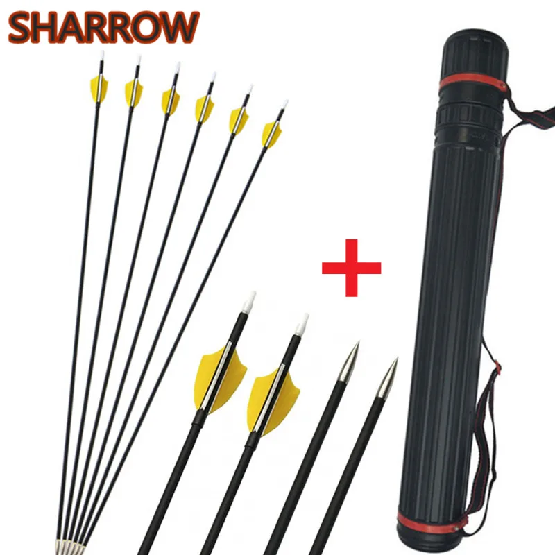 

12Pcs 31" Archery Carbon Arrows Spine 1000 2" Turkey Feathers Carbon Arrow with Quiver For Outdoor Shooting Training Accessories