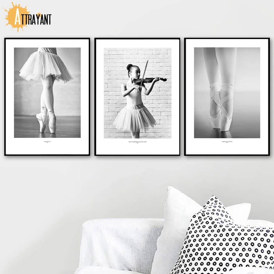 

Ballet Dance Violin Girl Wall Art Canvas Painting Nordic Posters And Prints Wall Pictures For Bedroom Baby Girl Room Decor