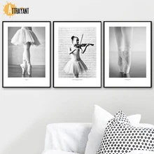 Ballet Dance Violin Girl Wall Art Canvas Painting Nordic Posters And Prints Wall Pictures For Bedroom Baby Girl Room Decor