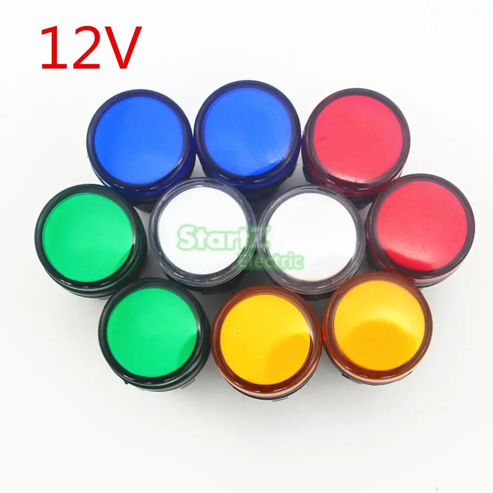 10Pcs White AC//DC 24V 22mm Thread LED for Electronic Indicator Signal Light