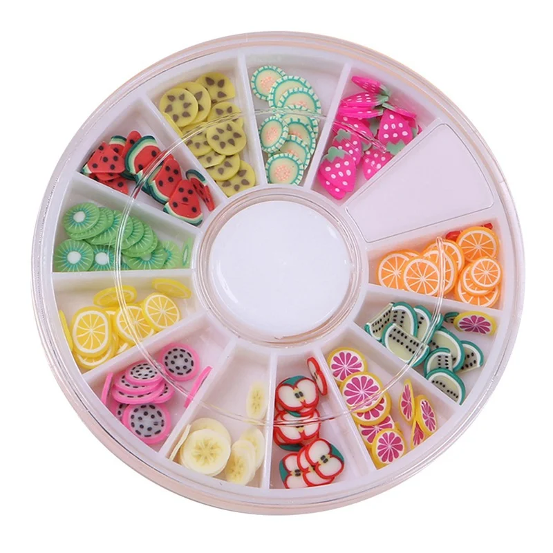 

12Type/Set Mini Fimo Fruit Slices For Slime Supplies/Nails Art Tips Clay Artificial Fruit Slices Slimes Toys Lizun DIY