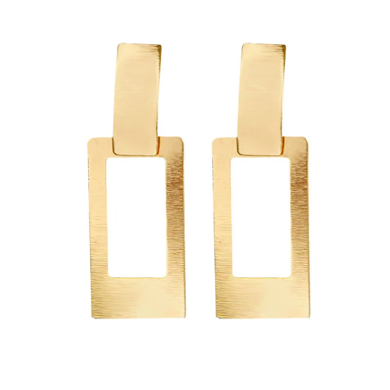

Simple Square Metal Gold/ Silver Color Drop Earrings for Women Fashion Design Statement Earring Jewelry Gifts FSPES159