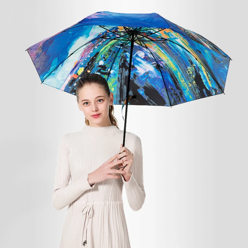 JPZYLFKZL креативный трехслойный складной зонт женский мужской автомобиль роскошный большой Ветрозащитный Зонт Мужской дождь черная краска