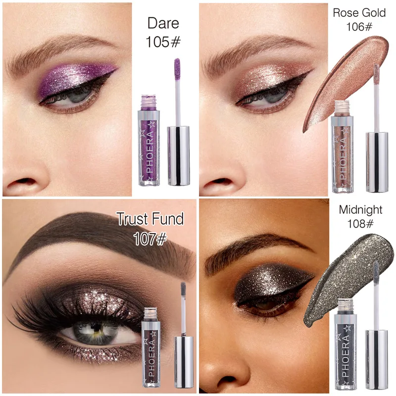 

PHOERA Metallic Diamond Pearly Watery Eyeshadow Sparkling Party maquillage Radiant Liquid Eyeshadow 16 Colors optional TSLM1