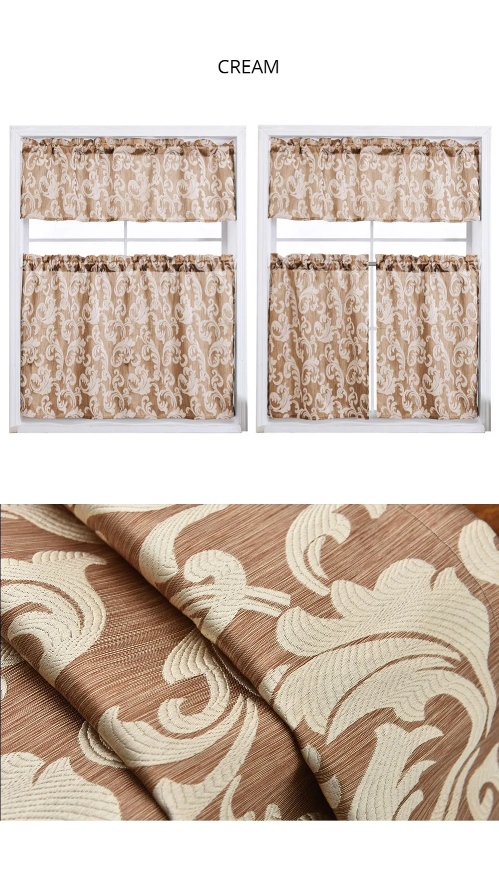 TL-SMT301_NAPEARL Short Leaves Jacquard Drops Semi Shade Curtains For Kitchen Windows European Design Fabric Rod Pocket Drapery All Match (5)