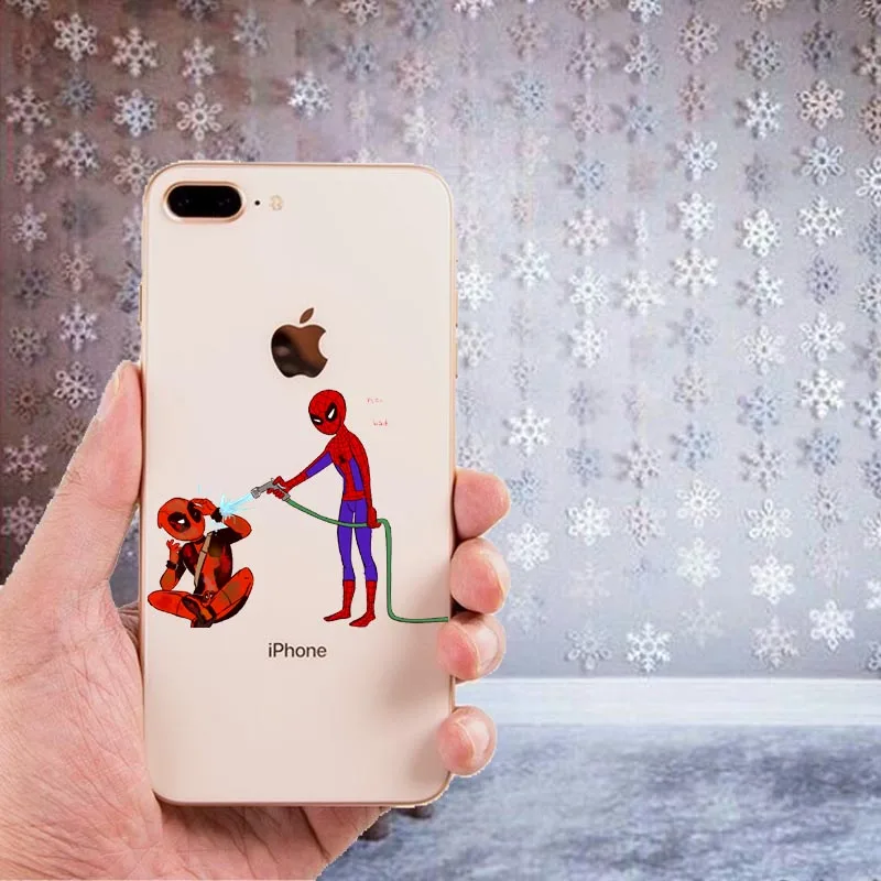 Дедпул от Marvel Wade Winston Wilson Прозрачный Силикон ТПЭ чехлы для iPhone 8 XS Max 6 6 S Plus 5 5S SE XR 10 Coque Shell