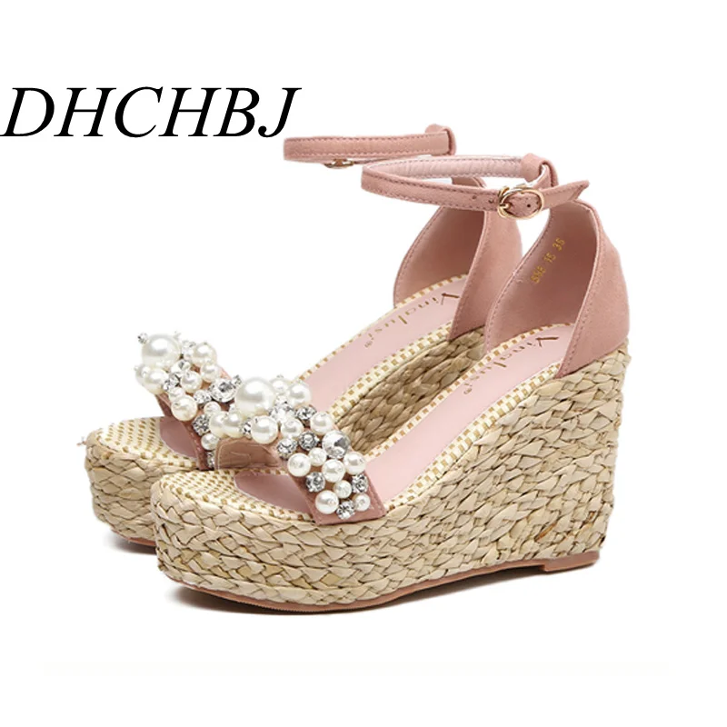 

Bohemia Sandals Thick Sole Wedges 2019 New Crystal Korean Style Female High Heels Platform Sandals For Woman Summer Shoes Sandal