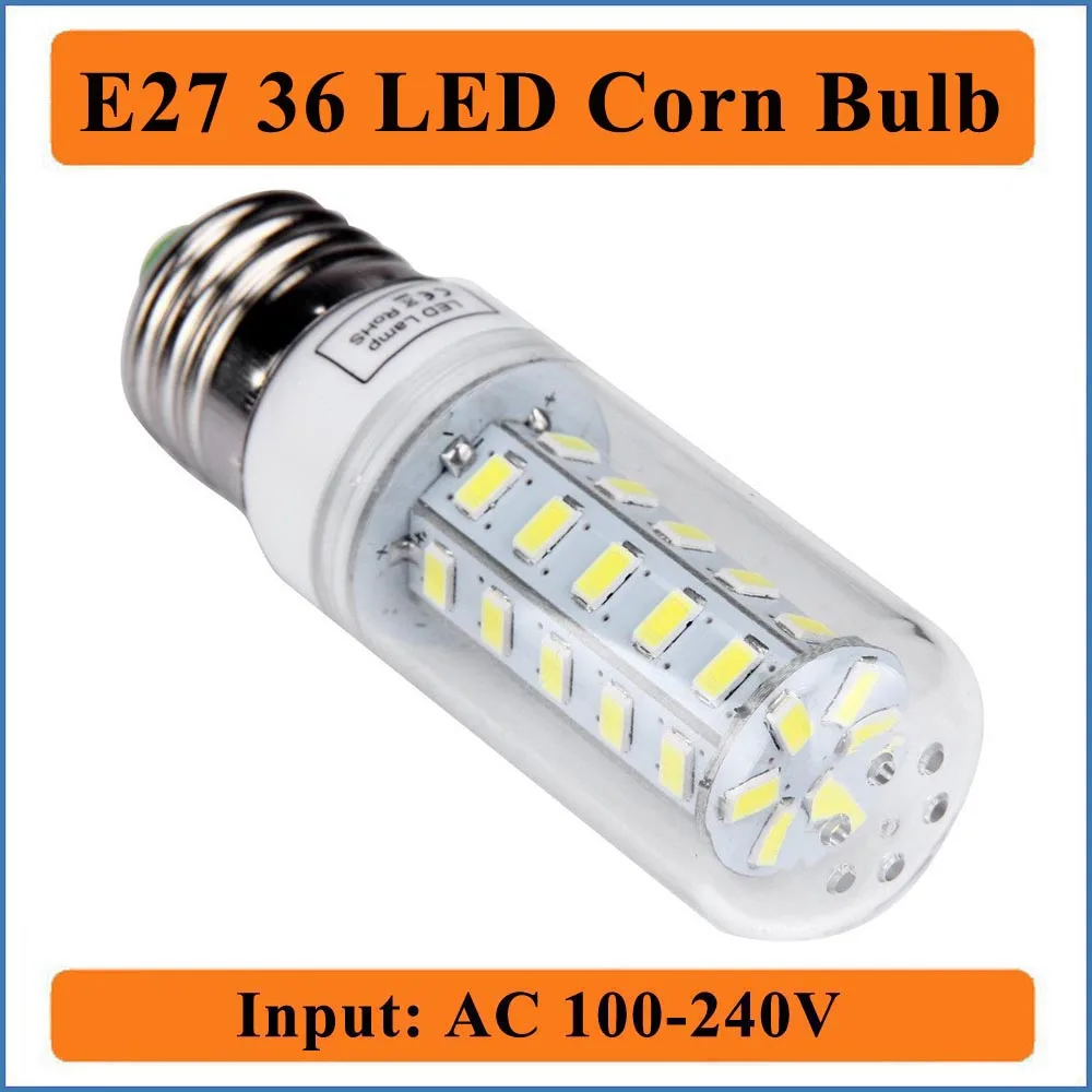 

E27 36 LEDs Corn Bulbs Light Input AC100-240V 36 Leds Bulb Lamp Corn LED Lights Chandelier LED Candle light Spotlight