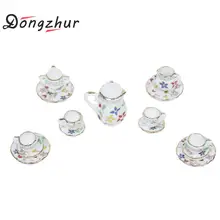 Dongzhur горшок набор 1:12 миниатюрно-фарфоровый Кукольный дом мини-аксессуары керамический чайник чашка 15 шт. костюм DIY миниатюрный кукольный домик
