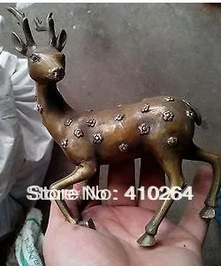 

Shipping Chinese Folk Fengshui Bronze Flower Sika spotted deer Statue discount 30%
