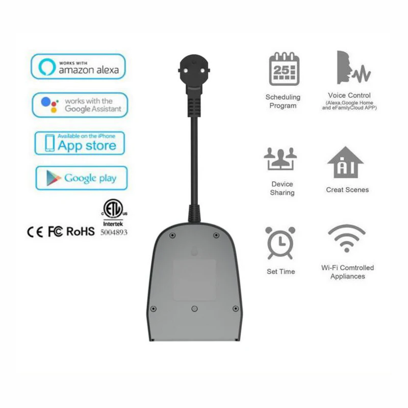 Smart Wifi Extension Socket IP44 Outdoor Use Remote Controlled by App in your Smartphone 2 EU AC Po