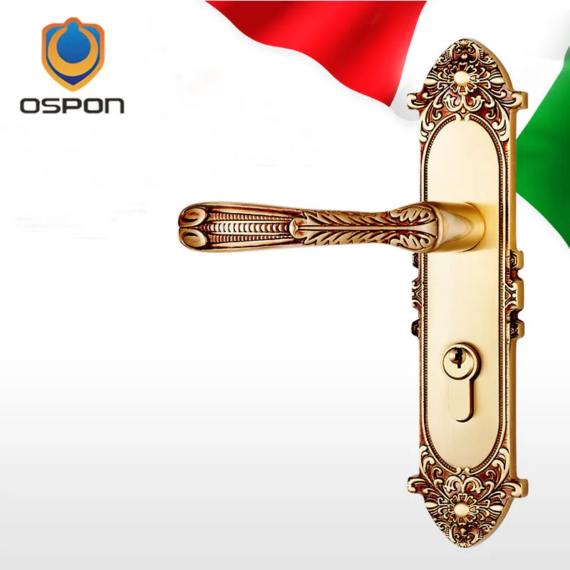 

OSPON European Simple Mechanical Interior Lock Solid Wood Door Lock Pure Copper Door Landle Lock Copper High-end