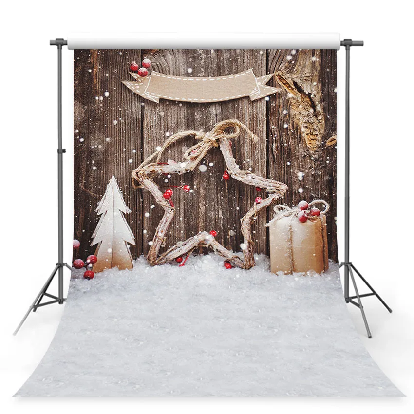 

Photography backdrop backgrounds for photo studio beautiful snowflake pentagram decoration pine gifts Christmas photo background