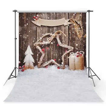 

Photography backdrop backgrounds for photo studio beautiful snowflake pentagram decoration pine gifts Christmas photo background