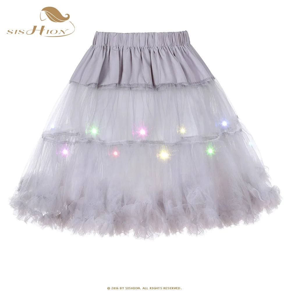 SISHION, Женская фатиновая юбка-пачка, мини, причудливая, для взрослых, подъюбник, пушистая пряжа, балетная юбка, для танцев, вечерние светодиодный светильник, юбка-пачка, s, белая